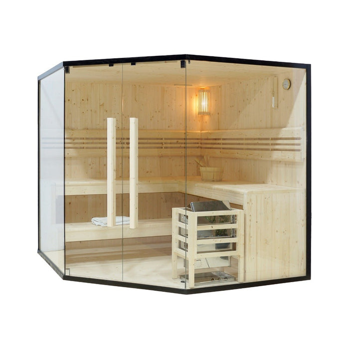 Sauna d'intérieur Arkham Big XL - 200 x 200 cm pour 6 personnes - Sauna traditionnel avec four 8kw