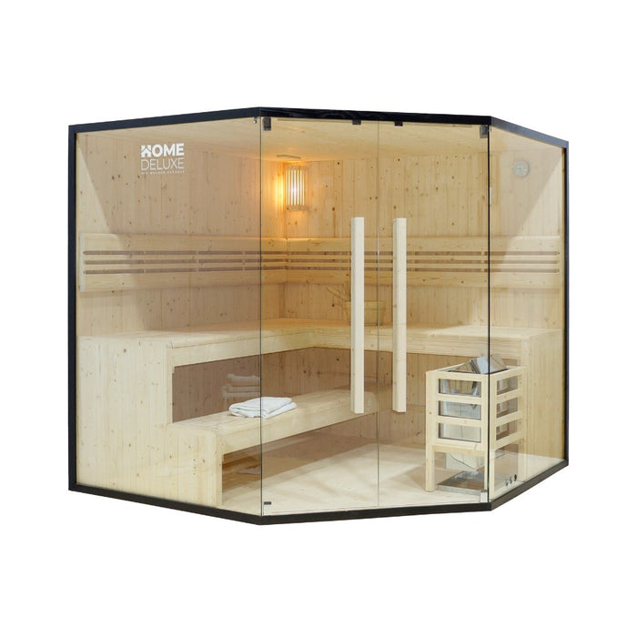 Sauna d'intérieur Arkham Big XL - 200 x 200 cm pour 6 personnes - Sauna traditionnel avec four 8kw