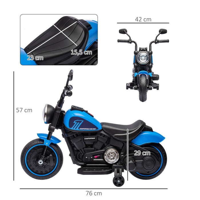 Moto électrique pour enfants, avec des phares, 3 km / h, bleu + noir