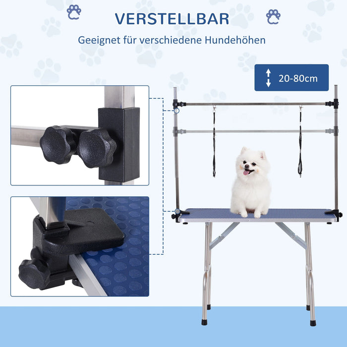 Table de soins aux animaux pliable réglable en hauteur trimtiquement, 107x60x170cm