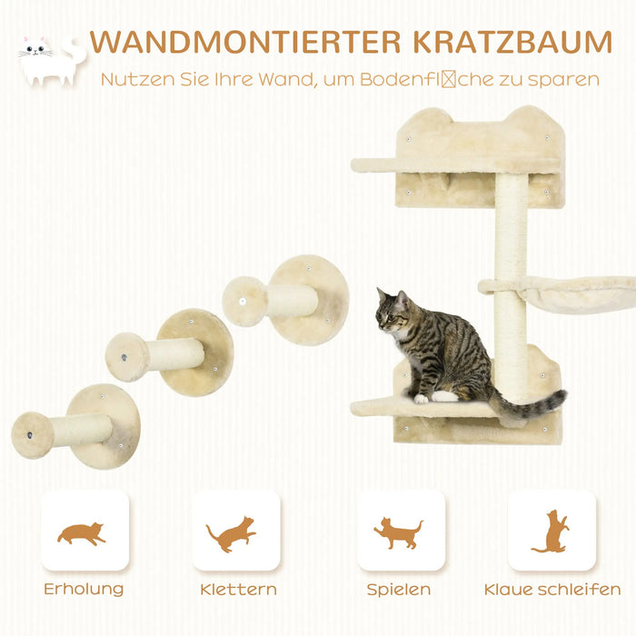 Livelli di arrampicata, scale per gatti, 4-PC. Imposta, con post graffi, amaca, 40x28x73cm