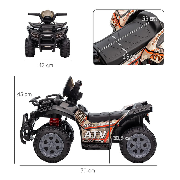 Mini Elektro-Quad ATV Kinderfahrzeug für 18-36 Monate Kinder Metall PP-Kunststoff Schwarz 70x42x45cm