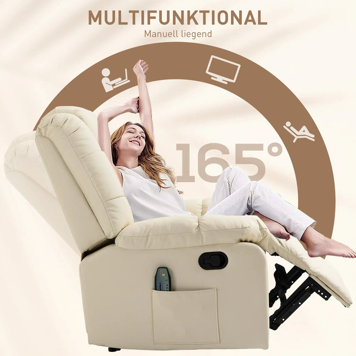 Chaise de massage, fauteuil relaxation, 8 points de vibration, fonction de couchage, cuir synthétique, 94x99x9cm