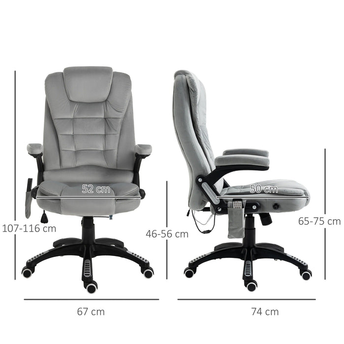 Bürostuhl Massagesessel mit Wärmefunktion höhenverstellbar Grau, 67x74x107-116cm