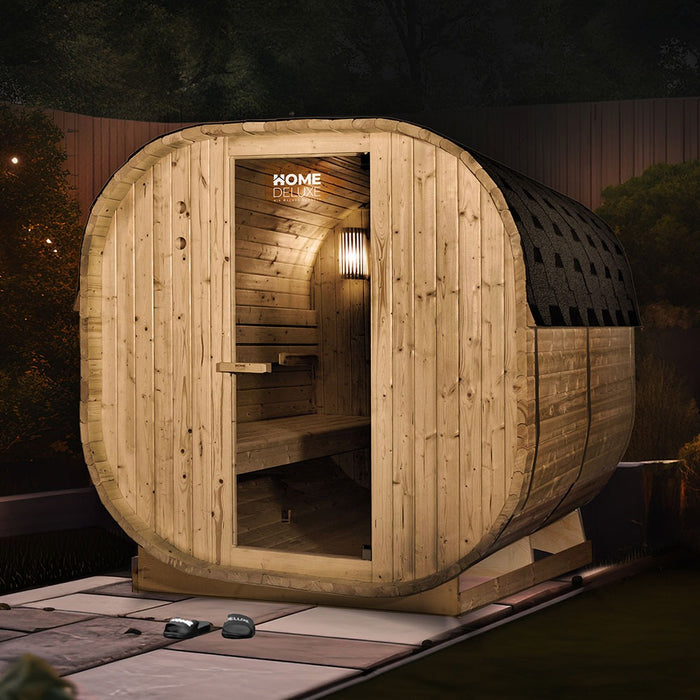 Sauna extérieur sauna sauna flanned xl - 184 x 220 cm pour 6 personnes - sauna avec four 8kw