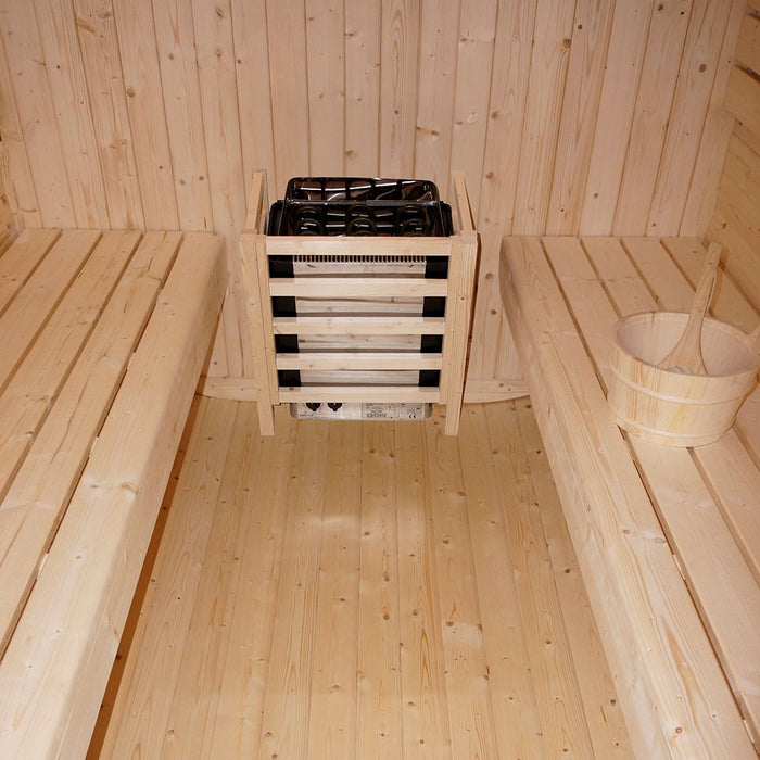 Sauna extérieur sauna sauna fan deluxe l - 184 x 220 cm pour 4 personnes - sauna avec four 8kw