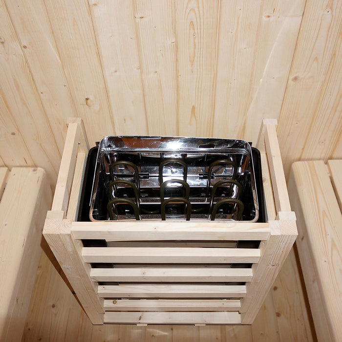 Sauna extérieur sauna sauna croisé L - 184 x 180 cm pour 4 personnes - sauna avec four 6 kW