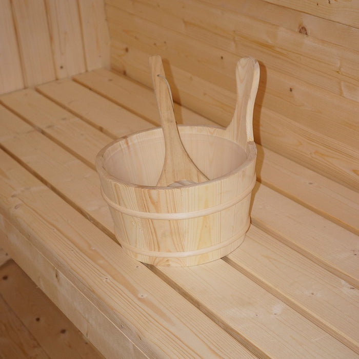 Sauna extérieur sauna sauna croisé L - 184 x 180 cm pour 4 personnes - sauna avec four 6 kW