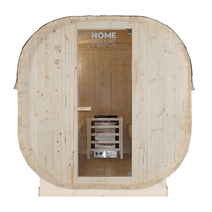 Sauna extérieur sauna sauna flanned xl - 184 x 220 cm pour 6 personnes - sauna avec four 8kw