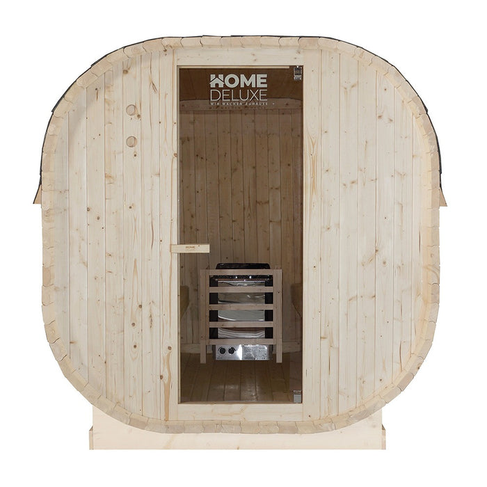 Sauna extérieur sauna sauna flanned xl - 184 x 220 cm pour 6 personnes - sauna avec four 8kw