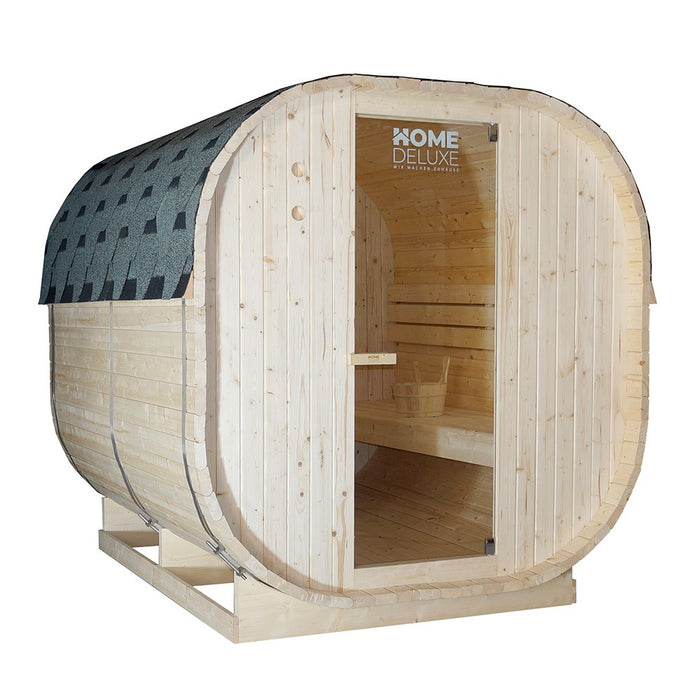 Sauna extérieur sauna sauna flanned xl - 184 x 220 cm pour 6 personnes - sauna avec four 8kw