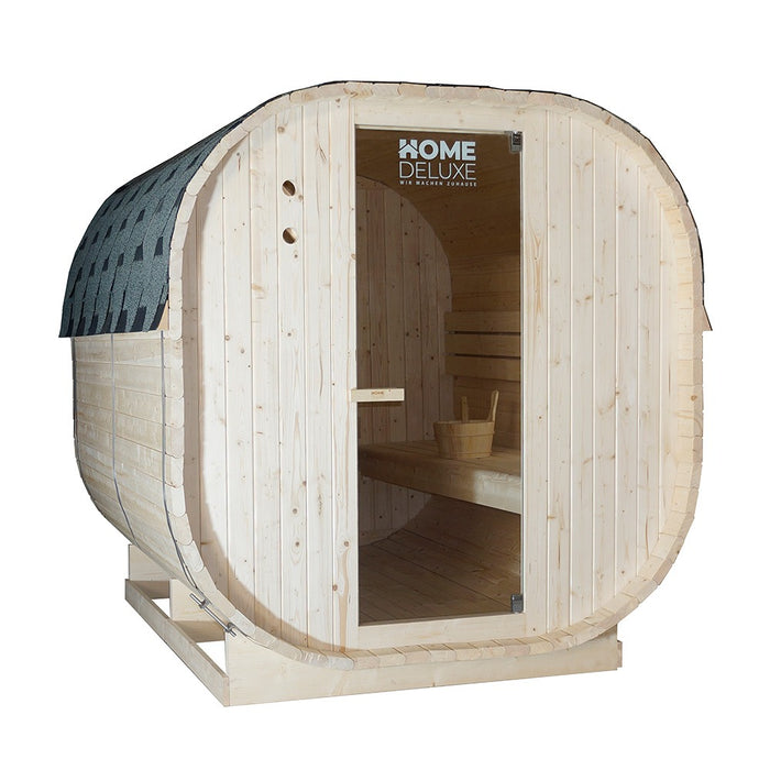 Sauna extérieur sauna sauna flanned xl - 184 x 220 cm pour 6 personnes - sauna avec four 8kw