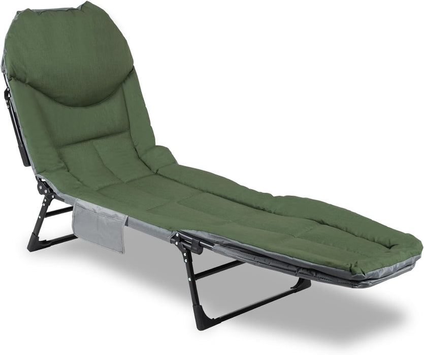 Loun de camping Lounger pliable avec sac de rangement 195x65x32 cm - jusqu'à 150 kg