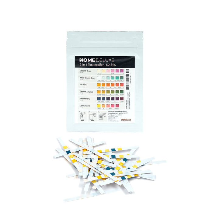 6 In 1 Test Brounds of Whirlpools Water Test pour la valeur du pH, le chlore / brome, l'alkalité et plus, 50 pièces