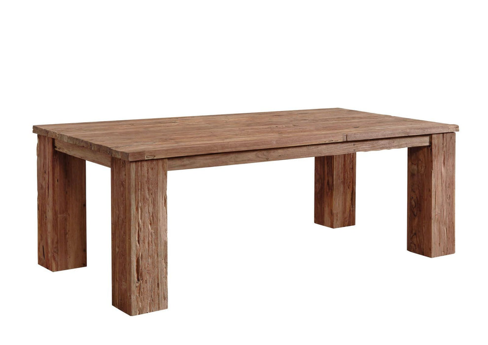 Table à manger Bassano en bois massif en teck recyclé, nature non traitée - 220x110x76