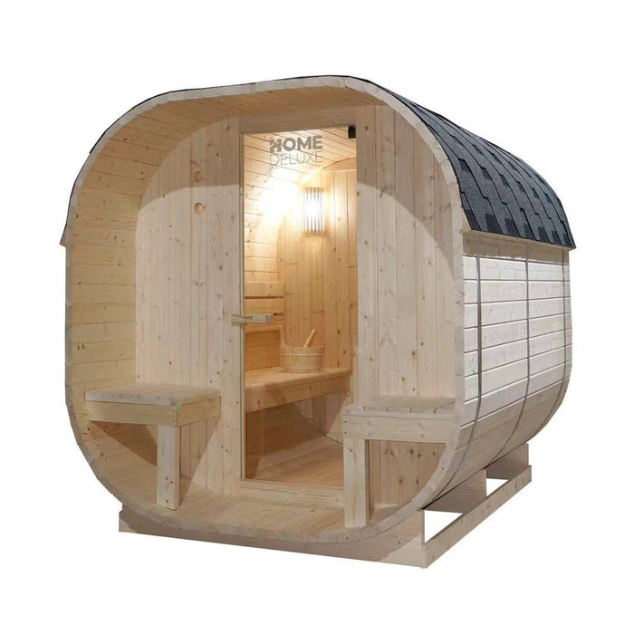 Sauna extérieur sauna sauna fan deluxe l - 184 x 220 cm pour 4 personnes - sauna avec four 8kw