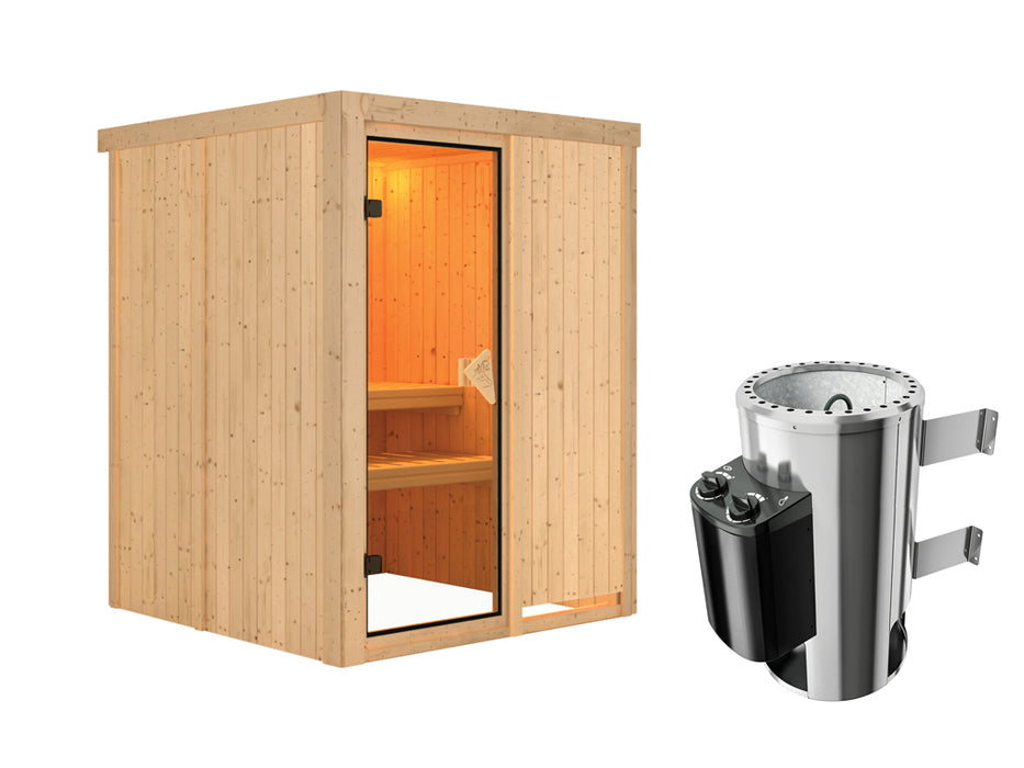 Sauna 230V Système Sauna Minja - 151x151x198cm, 1-2 personnes - sauna en salle avec four