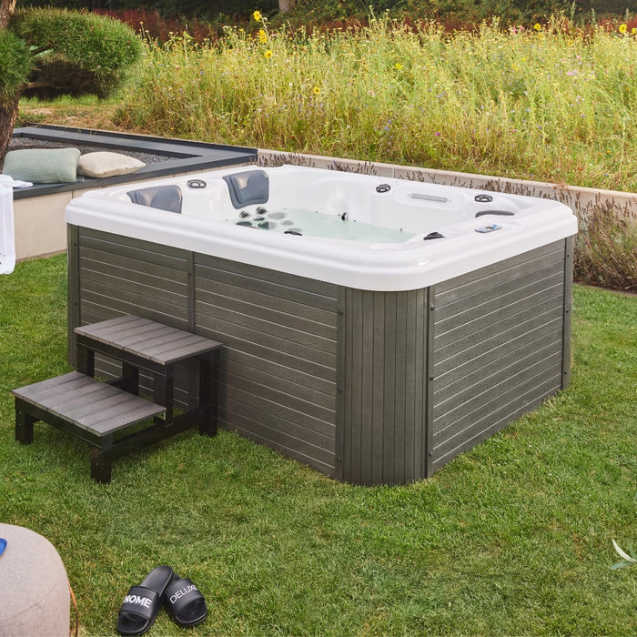 Jardin Whirlpool en plein air, 51 jets de massage, éclairage, escaliers et couverture thermique, 2 personnes