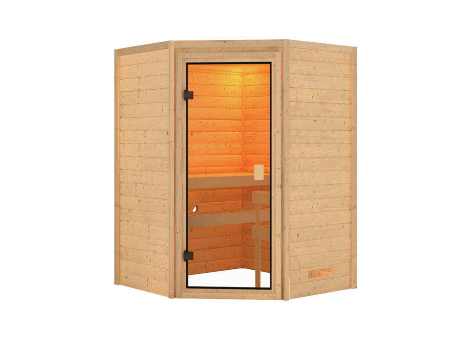 Sauna 230v Sauna en bois massif stefanie - 146x146x198cm, 1-2 personnes - sauna en salle avec four