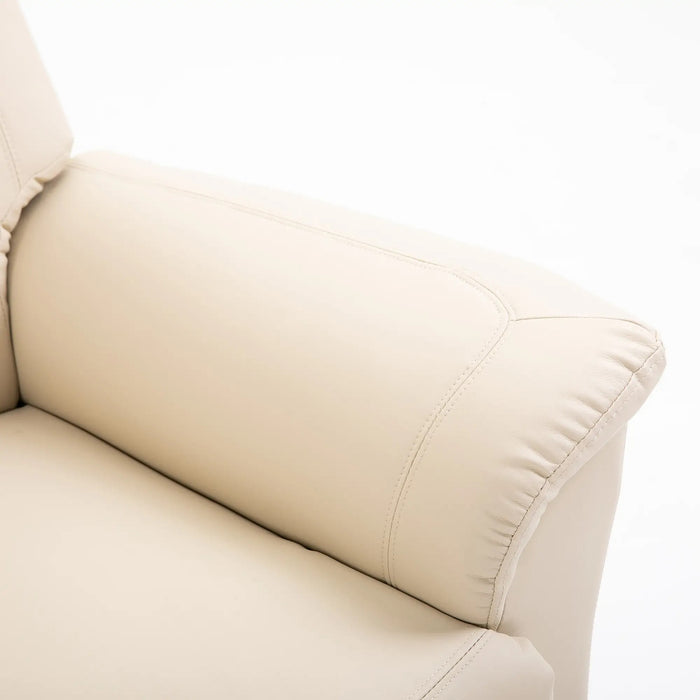 Fauteuil de massage avec aide à la relève, 8 points de vibration, fonction chauffante, repose-pieds, blanc crème, 93x95x106cm