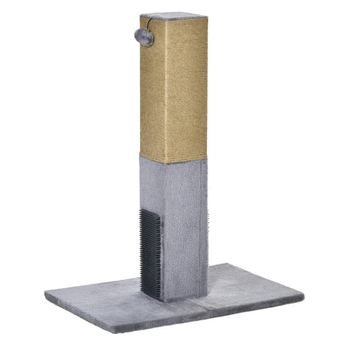 Cat Scratching Post, avec corde de jute comprenant des jouets en peluche gris, 59,5x39x79cm