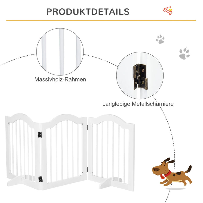 Barrière grilles pour chiens Protection de porte de la calandre pour chiens 3-parties blanc, 154,5x61cm