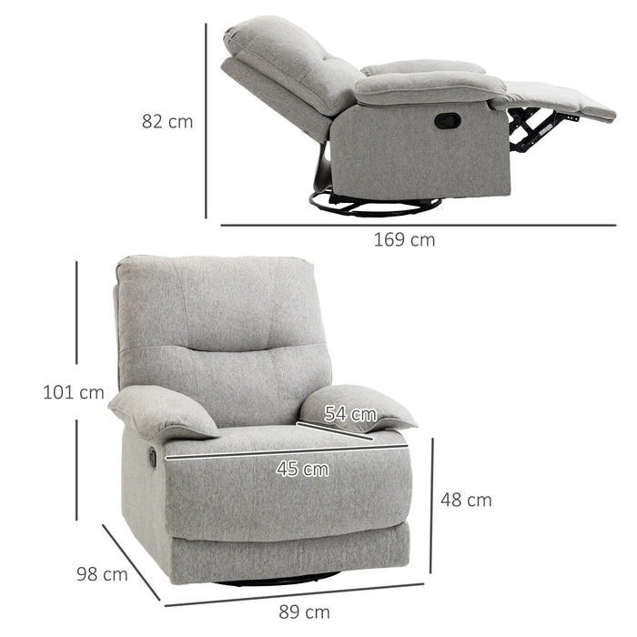 Détendez le fauteuil avec repose-pied de la fonction de mensonge jusqu'à 160 kg gris clair, 89x98x101cm