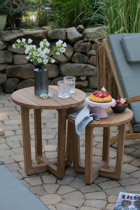 Woodie side table set of 2 round - teak