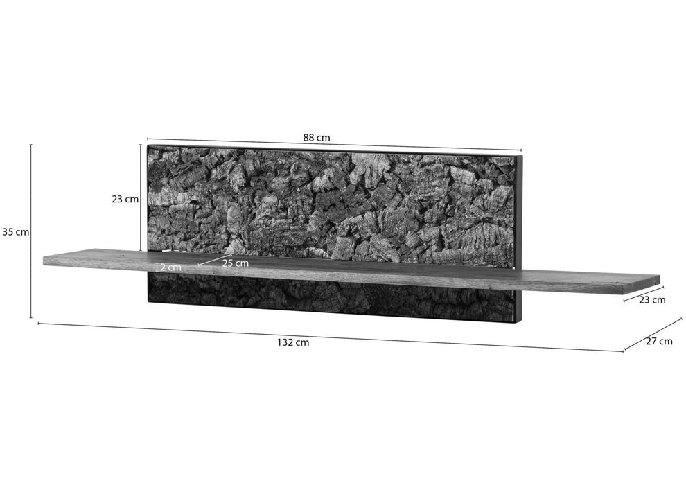 Wandregal Wildeiche 132x27x35 natur geölt STARNBERG