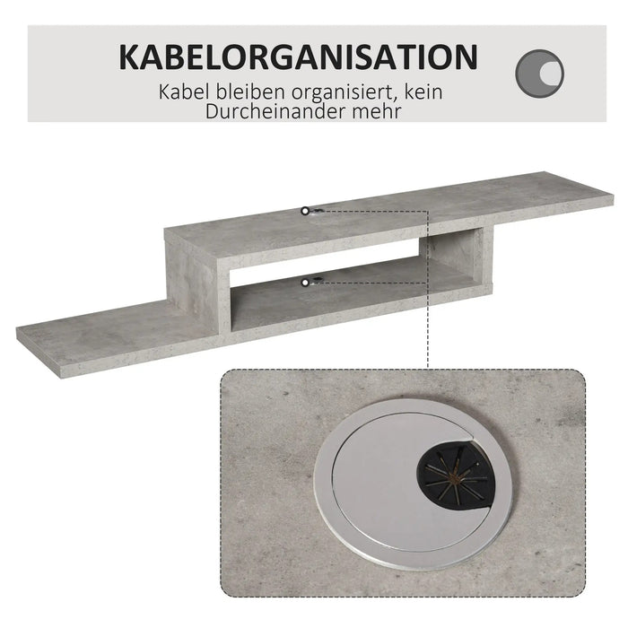 TV Hänboard Wall Shelf Chipboard Cement Gray 152.4x29.8x21cm