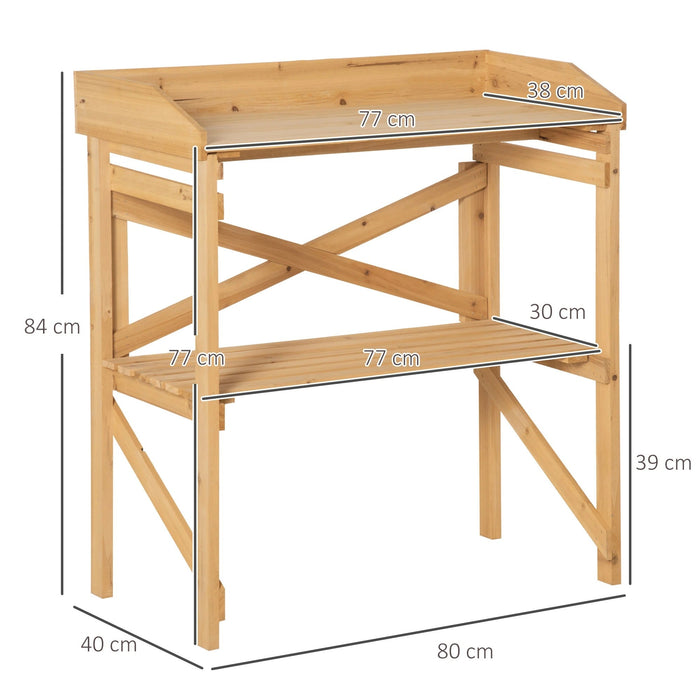 Pflanztisch mit Ablagefläche Blumentisch Gärtnertisch Garten Holz Hellbraun, 80x40x84cm