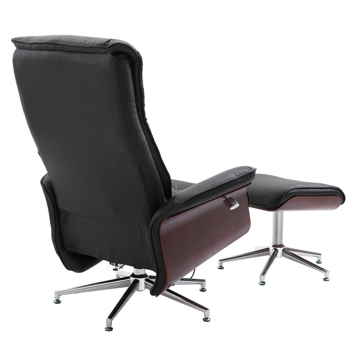 Détendez le fauteuil avec un tabouret de semelles en fauteuil à 360 ° Black rotatif, 82x83x110cm