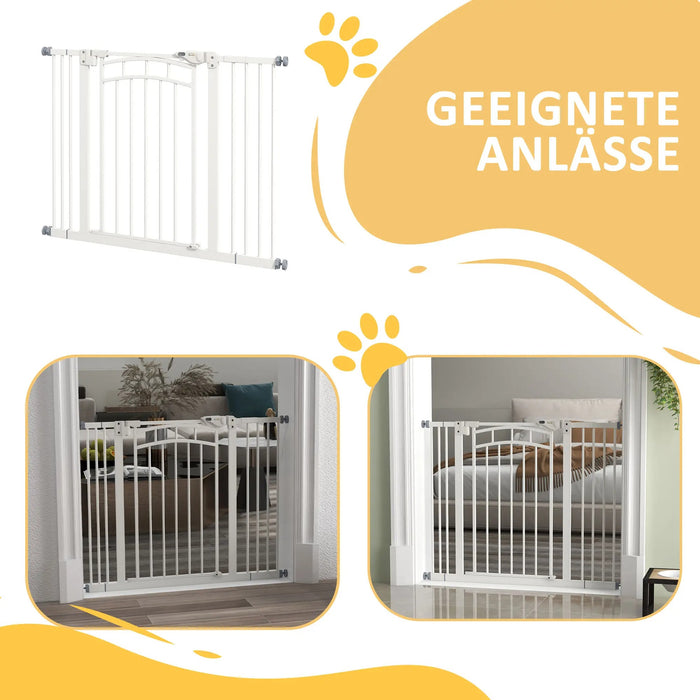 Protection d'escalier Correau Protection de chien Grille Fermeure automatique Blanc, 100x4x76cm