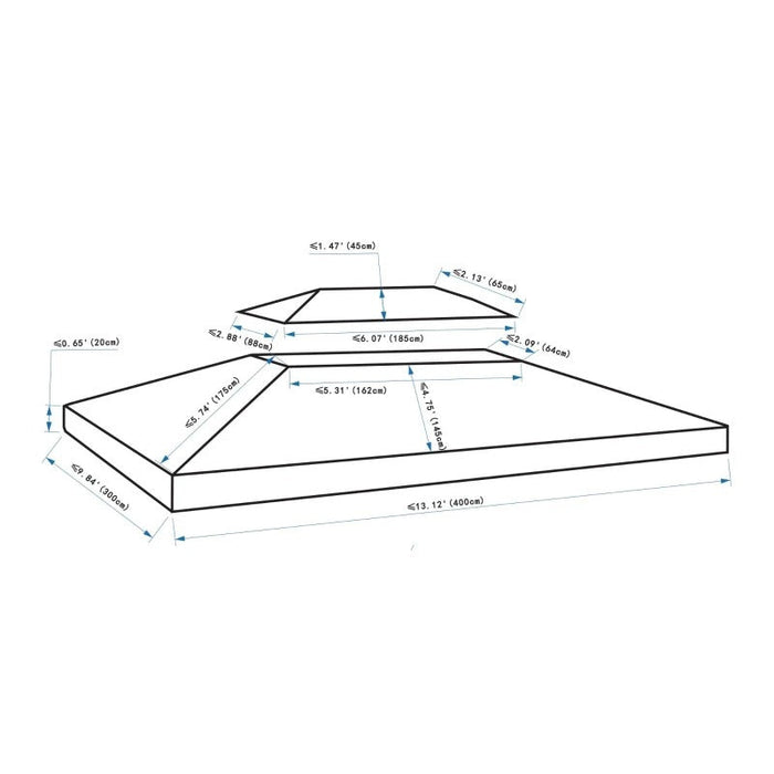 Ersatzdach für Gartenpavillons 3x4m Polyester Kaffee