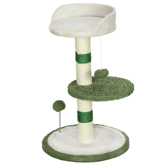 Cat Scratching Post, 1 lit de chat, 1 espace couché, vert + blanc, 40x40x64cm