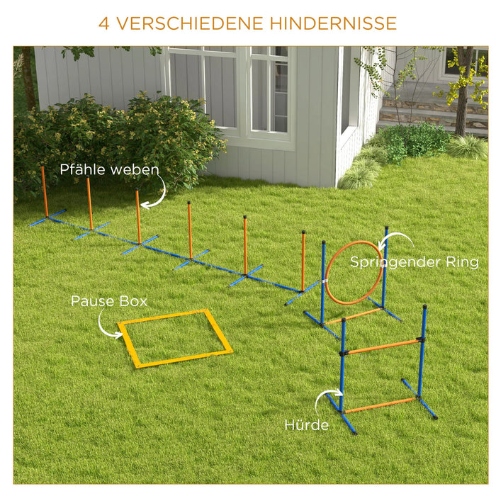 Hunde-Agiliy-Set Hundeparcours mit Reifen Hürde Slalom, 352x66x69cm