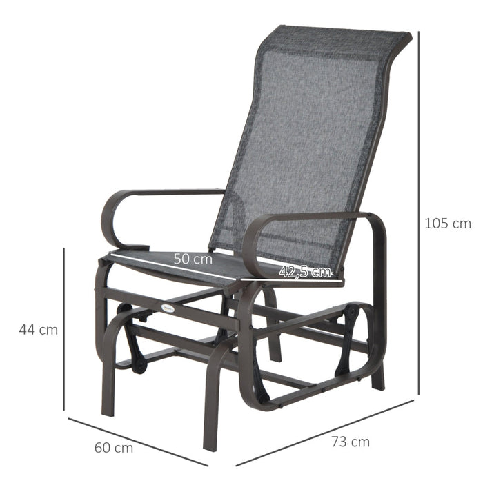 Schaukelstuhl Garten Gartenstuhl Relaxstuhl Gartenschaukel Garten Metall Schaukel Stuhl für Garten Terrasse Balkon Texteline Grau, 60x73x104cm