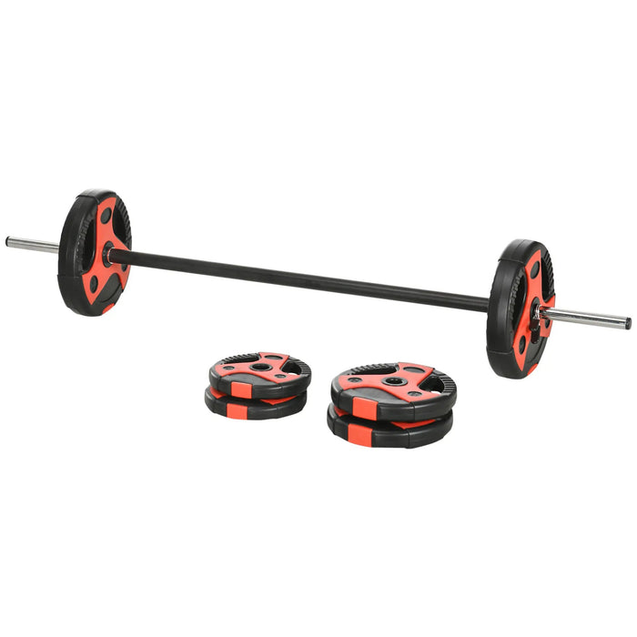 Lang Dumbbell Set 20 kg, y compris 6 tranches d'haltères, canne non glissée, noir + rouge