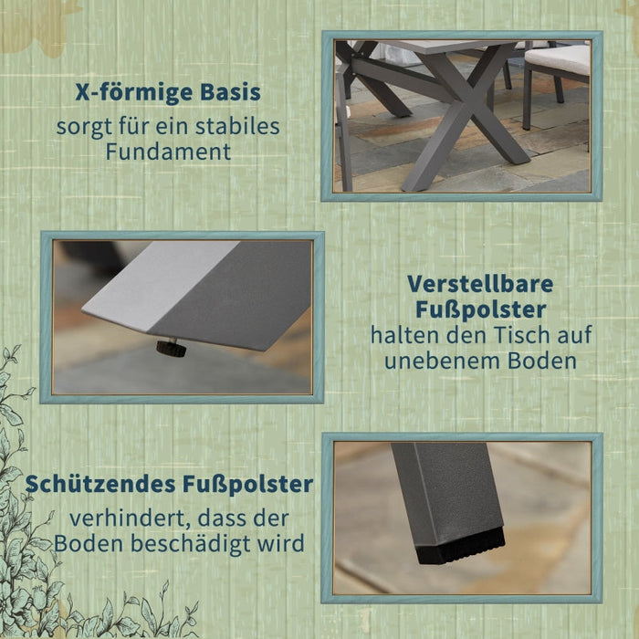 Gartenmöbel-Set für 6 Personen, 6 Stühle, 1 Tisch, wetterbeständig - Schwarz + Grau