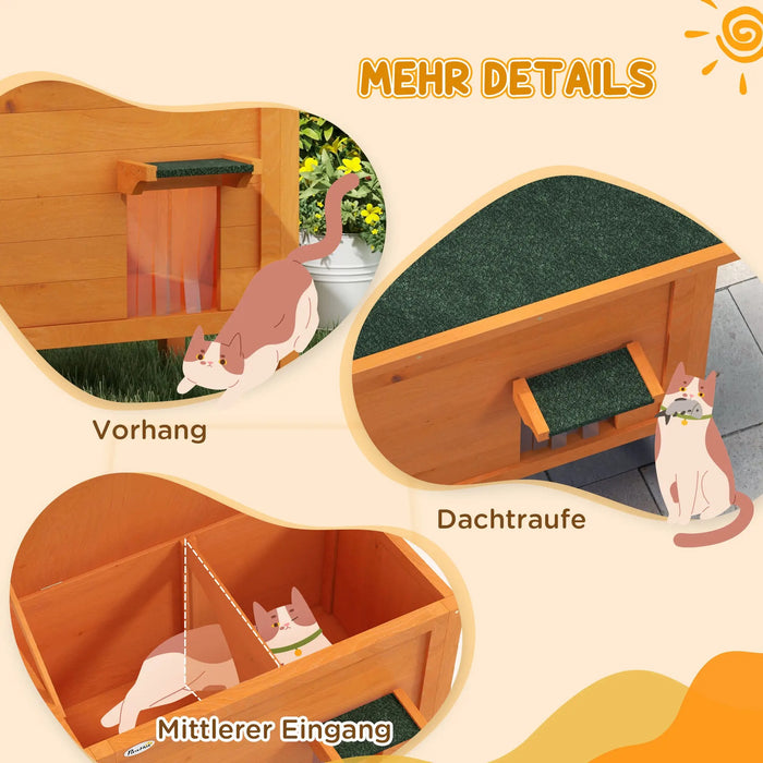 Maison de chat extérieure, résistant aux intempéries, 1 fenêtre, 1 entrée, 85x50x68,5 cm