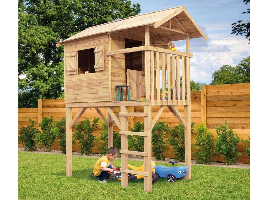 Playhouse with Slide, Game Tower, Stelzenhaus 'Tree', 156x237x298cm (bxtxh)