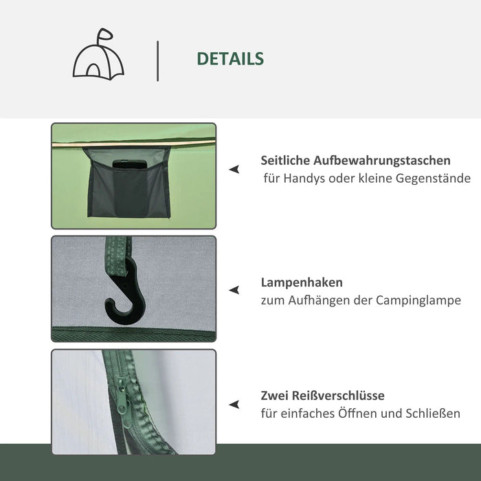 Campingzelt für 4-5 Personen Dunkelgrün + Grau, 263,5x220x123cm