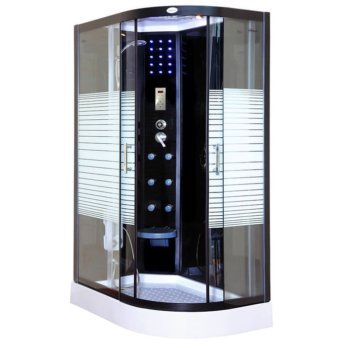 Douche à vapeur avec cascade sauna à vapeur manta noir xl, 120x80x220cm - à droite