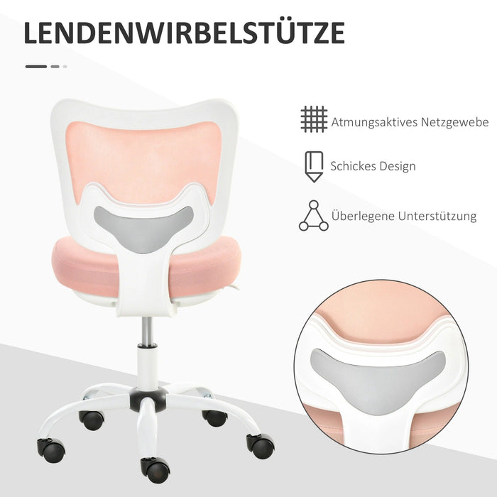 Bürostuhl Drehstuhl Bürosessel höhenverstellbar Schaumstoff Rosa, 46x51x78-87,5cm