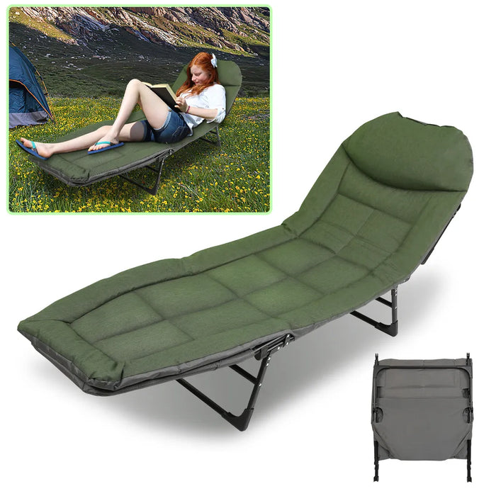 Loun de camping Lounger pliable avec sac de rangement 195x65x32 cm - jusqu'à 150 kg