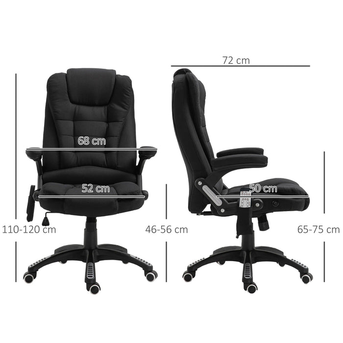 Bürostuhl Massagesessel Wärmefunktion höhenverstellbar ergonomisch Schwarz, 68x72x110–120cm