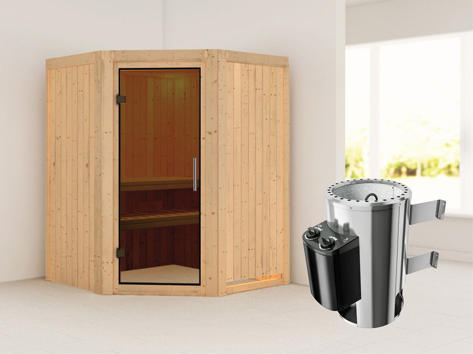 Sauna 230V Système Sauna nanja All -Glass Door - 151x151x198cm, 1-2 personnes - sauna en salle avec four