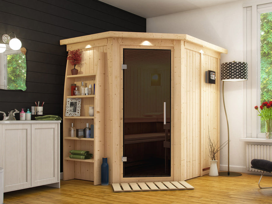 Sauna 230V Système sauna saja avec couronne de toit, 210x165x202cm avec four, 1-2 personnes