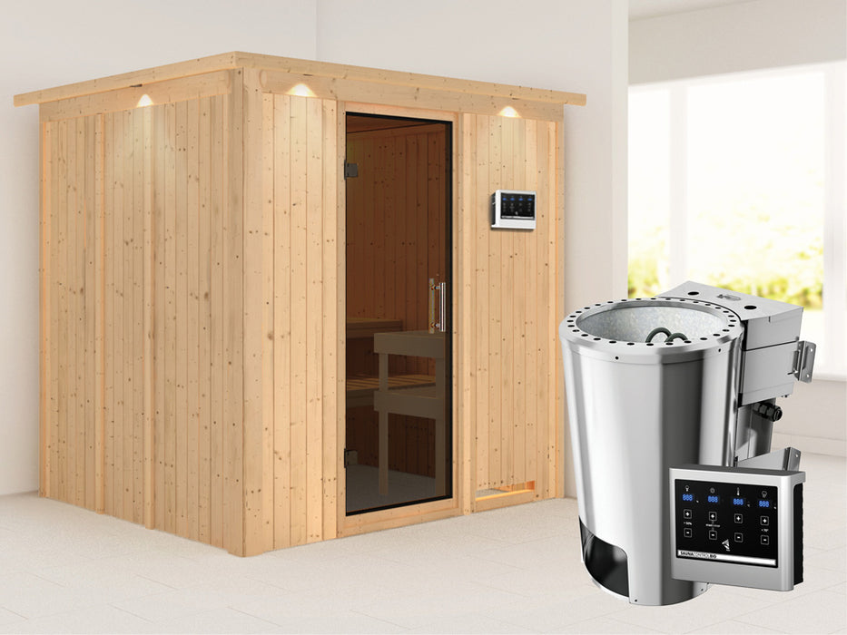 Sauna 230v système sauna daria avec la couronne de toit - 210x184x202cm, 1-2 personnes - sauna en salle avec four