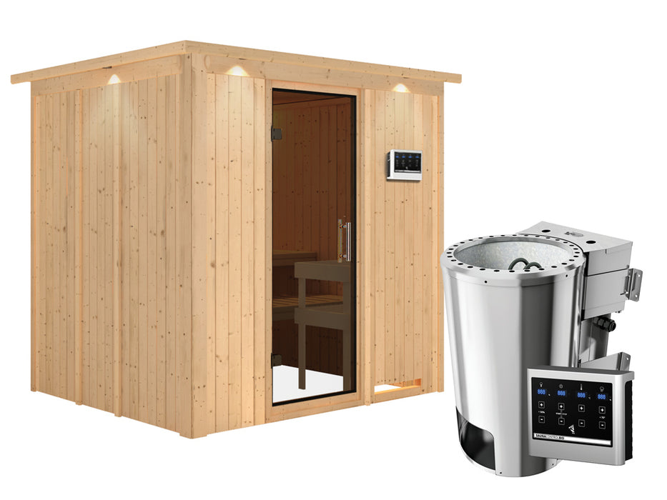 Sauna 230v système sauna daria avec la couronne de toit - 210x184x202cm, 1-2 personnes - sauna en salle avec four